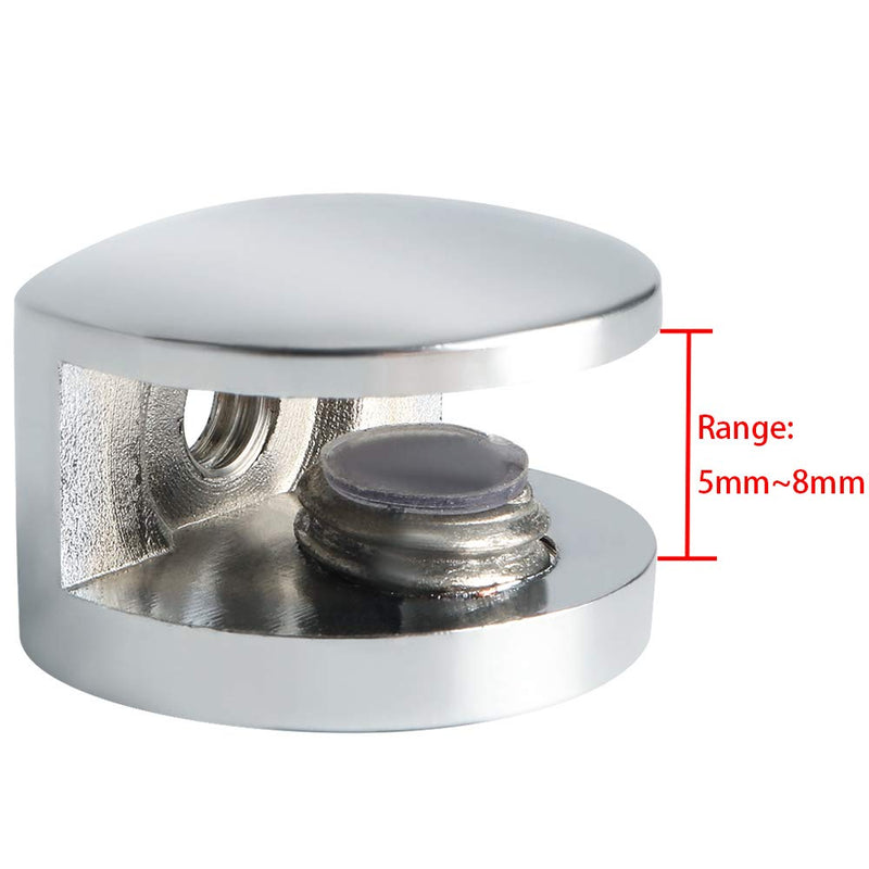 SAYAYO Glass Shelf Brackets, Glass Clamp Glass Railing for 5-8 mm Wood/Glass, 8Pcs Semicircle For 5-8mm (8Pcs)