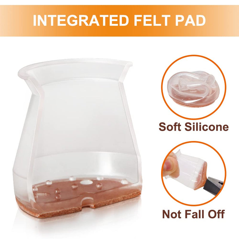 24 Pcs Chair Leg Floor Protectors for Hardwood Floors Silicone Covers to Protect Wood Tile Floors Felt Pads Furniture Leg Caps Non Slip Reduce Noise (Fit:1.3"-2") Universal L(Fit:1.3"-2") Clear-24pcs