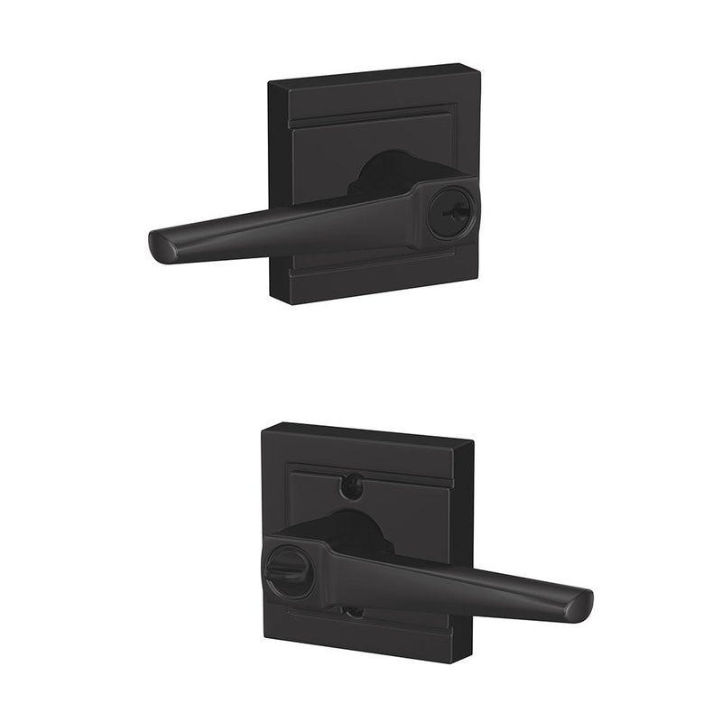 SCHLAGE F51A ELR 622 ULD Eller Lever with Upland Trim Keyed Entry Lock, Matte Black