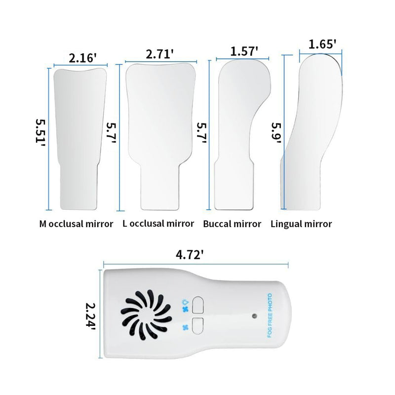 SNAWOP Dental Photography Mirrors Anti-Fog Double Sided Reflector Occlusal Intraoral Mouth Mirrors with 5 LED Light and 4 Interchangeable Mirrors
