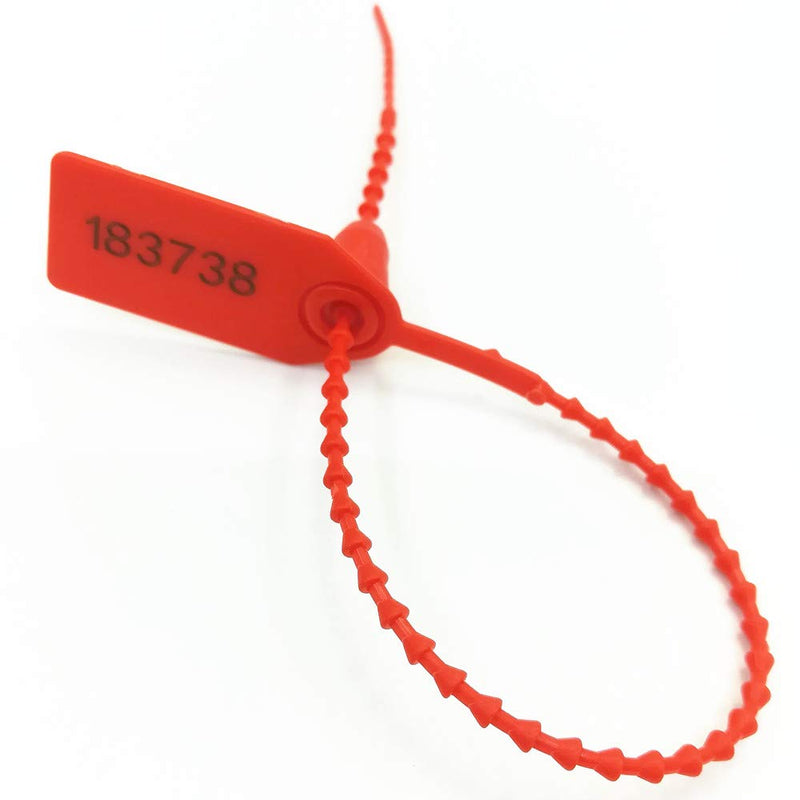 250mm Pull-Tite Security Seal Plastic Seals Signage Numbered(Package of 100) (Red) 100pcs Red