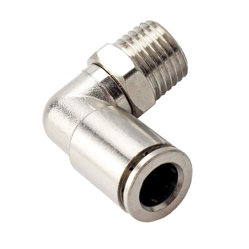 Beduan Brass BPL Push to Connect Air Fittings Elbow 1/4" Tube OD x 1/8" NPT Male 90° Degree Adapter (Pack of 5) 1/4"Tube OD-1/8"NPT 5Pcs