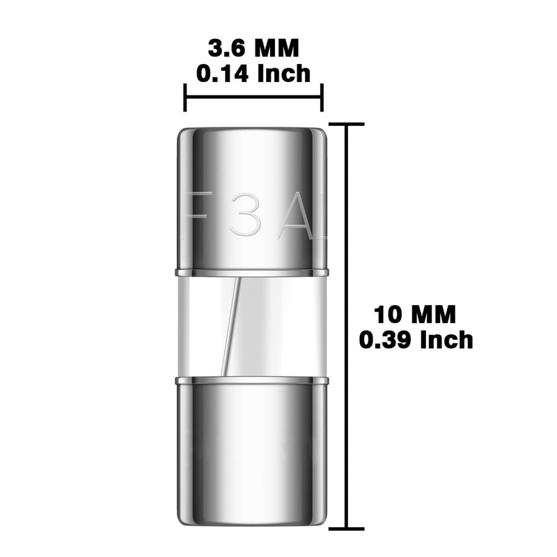Christmas Light Fuses 3A 125V Ts-66 3 Amp Max 125 Volt Fast Blow Mini Glass Fuse 3.6x10MM 0.14x0.39 Inch F3AL125V 3AMP 125Volt Fusible for C9 C7 Xmas Outdoor String Lights (Pack of 50 Pcs)