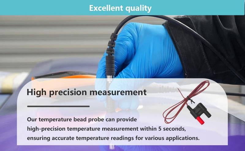 80BK-A Type K Thermocouple, Temperature Bead Probe, Clamp for Fluke Multimeter.