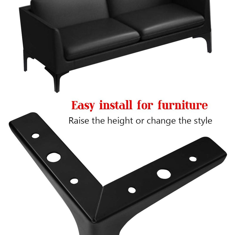 4pcs 6 Inch Furniture Legs, Modern Style Furniture Sofa Legs Metal Matte Black Triangle Feet for Table Cupboard Sofa Couch Chair 6" / 15cm, 4 Pcs