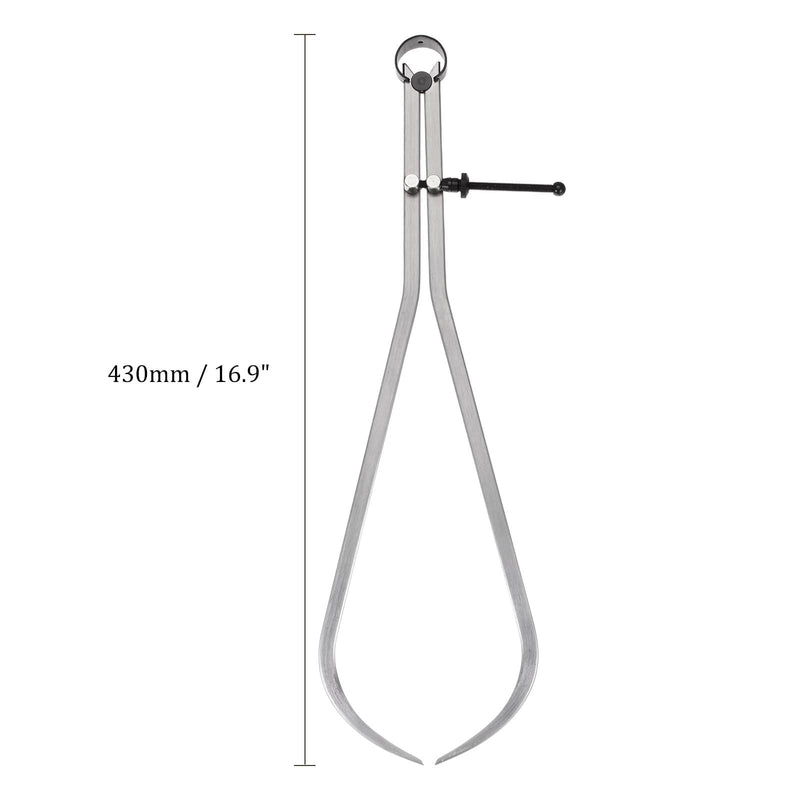 Spring Joint Caliper - [16 Inch] Carbon Steel Adjustable Spring Outside Caliper with Solid Nut for Metalworking Drawing Use, Silver Tone 16 Inch