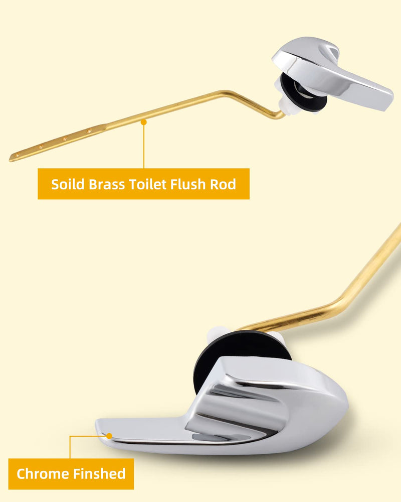 iFealClear Universal Brass Toilet Tank Flush Lever Handle, Side/Angle Mount Toilet Handle Compatible with Kohler K-GP30324-CP, Stainless Steel Flapper Chain, Chrome 1 Pack