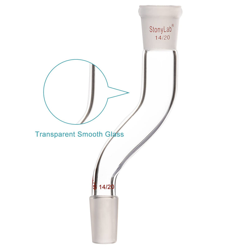 stonylab Borosilicate Glass Connecting Adapter, Two 14/20 Joints Offset Adapter, for Laboratory Distillation 14/20 Joint