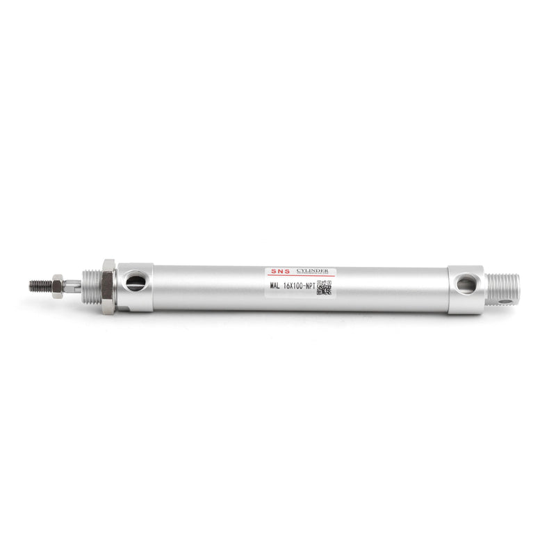 SNS Pneumatic 16mm Bore 100mm Stroke NPT1/8 Aluminum Alloy Mini Air Cylinder Double Action MAL16x100 MAL16*100-NPT