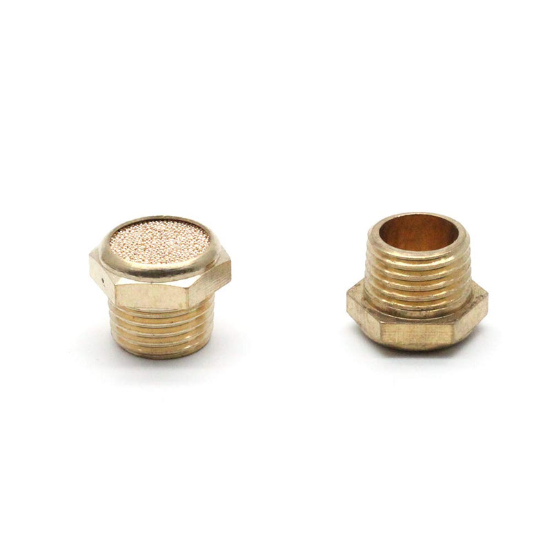 LC LICTOP Brass Sintered Bronze Breather Vent Flat Pneumatic Muffler Filter,1/4" NPT (Pack of 10)