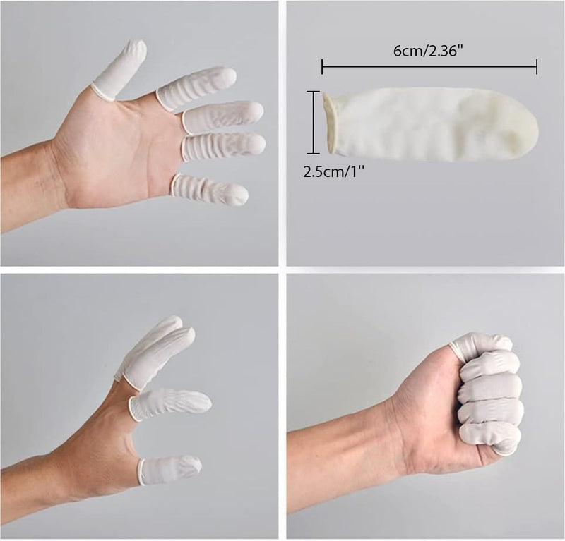 G2PLUS Disposable Latex Finger Cots Rubber, 140g(Approx 205PCS) Fingertips Protective Finger Art Latex Tissue Finger Cot (White) 205 Pcs White