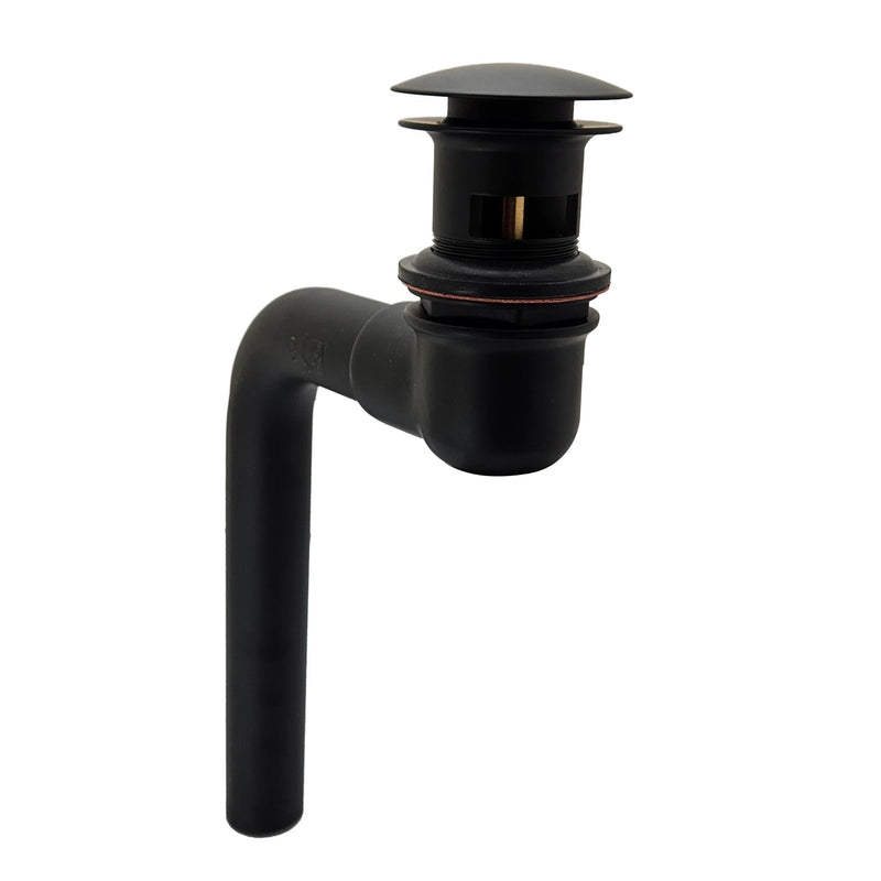 Westbrass 1-1/4" Tip-Toe Offset Overflow Lavatory Drain, 17 Gauge Brass Sink Drain with 1-1/4" Tailpiece, Fits 1-1/2" Opening, Fully Finished Exposed Installation, Matte Black