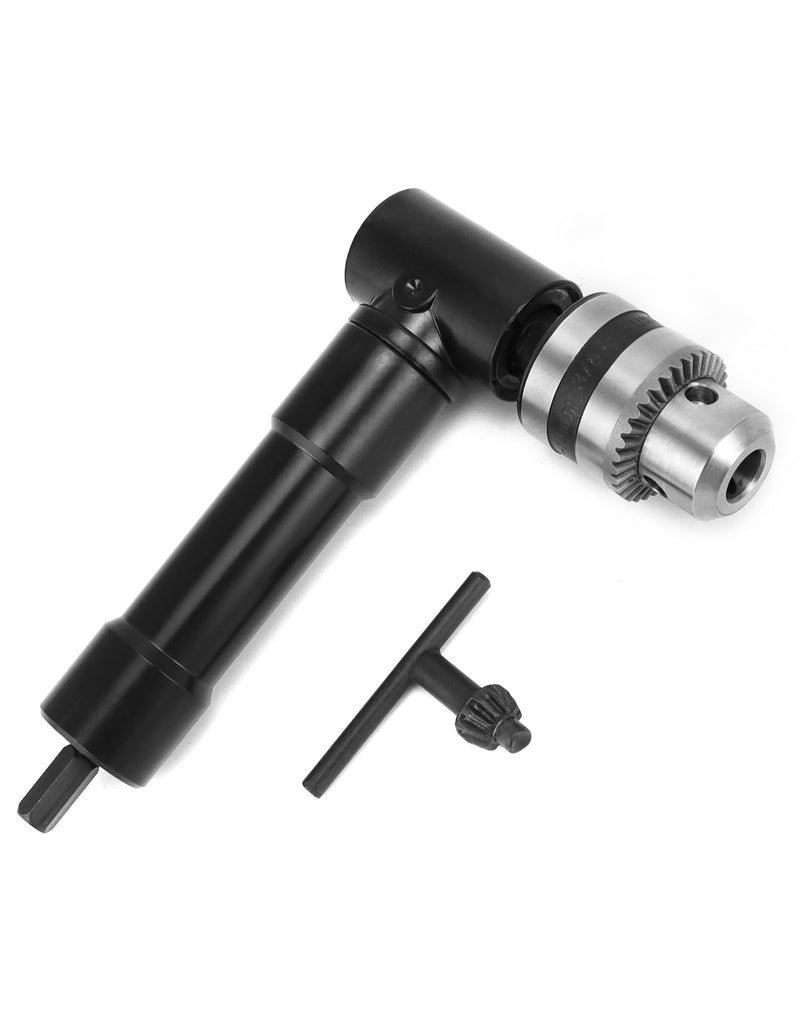 QWORK 90 Degree Right Angle Drill Attachment Adapter with 8mm Hex Compatibility for Power and Hand Drills