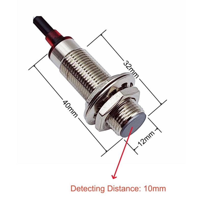 Hall Effect Sensor NJK-5002D NPN NC Detection Approach Switch 10mm M12 Proximity Switch with L Type Bracket (2 Pack)