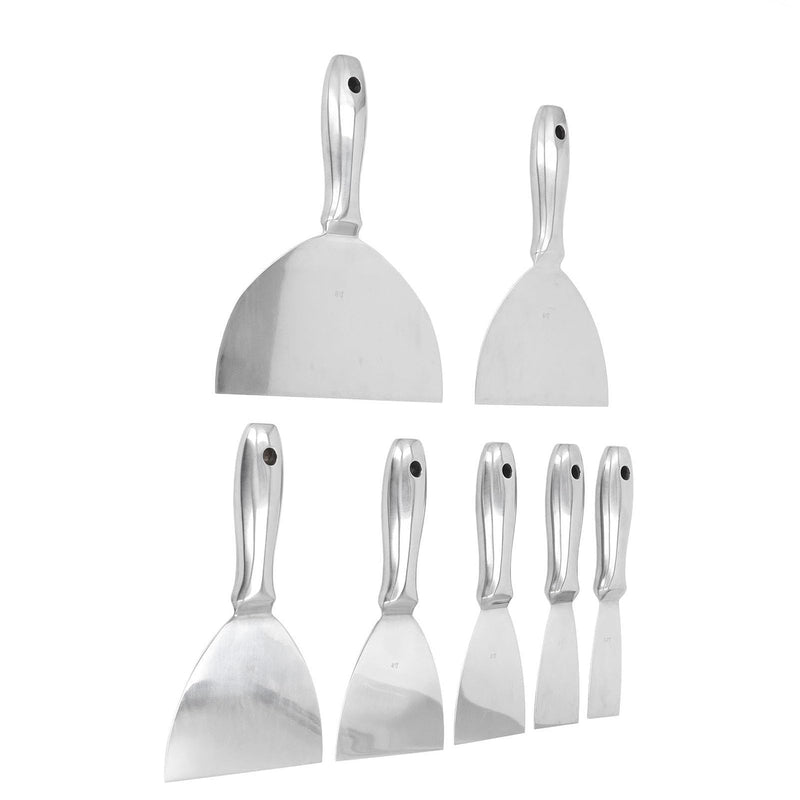 7-Piece Stainless Steel Putty Knife Set, 1.5-8 inch Blades, Paint Scraper Kit with Storage Bag