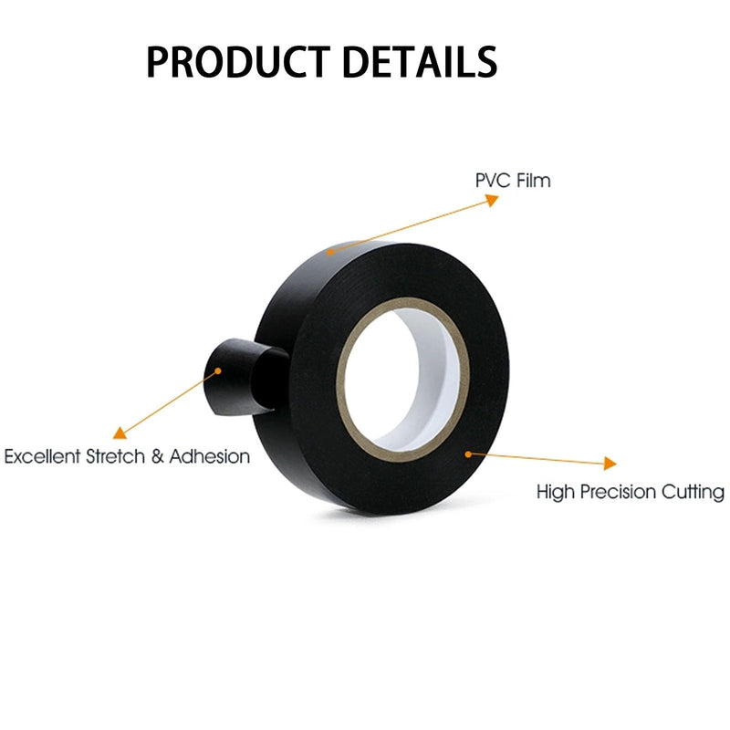 ROSEUP 6-Pack Black Electrical Tape, 3/4 in x 66ft, Professional Flame Retardant Waterproof PVC Electrical Insulation Tape