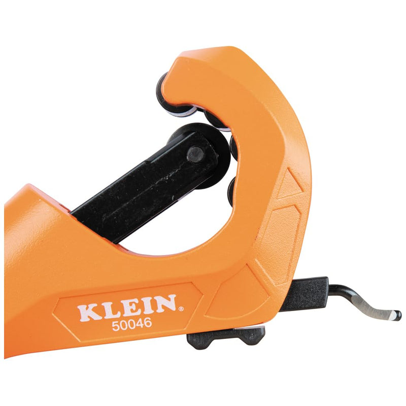 Klein Tools 50046 Constant Swing Tubing Cutter for Copper and Aluminum, 1/8 to 1 3/8-Inch O.D. with Deburring Tool and Replacement Blade