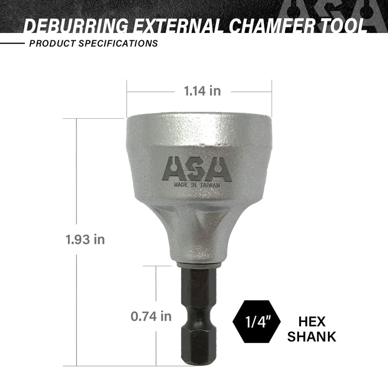 ASA Tools Deburring External Chamfer Tool, with HSS Blade, Deburring Drill Bit, Remove Burr Tools Quick Release Shank Fits for 1/8"-3/4"(3mm-19mm) Deburring Drill Bit 3mm-19mm