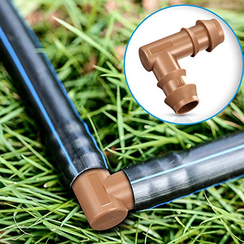 Boao 28 Pcs Drip Irrigation Fittings Kit Drip Irrigation Parts for 1/2 Inch Drip Tubing Drip Barbed Connectors Including 7 Tees 7 Couplings 7 Elbows and 7 End Cap for Drip or Sprinkler Systems