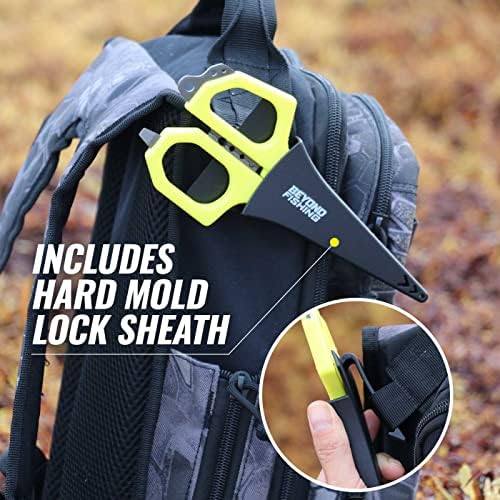 Beyond Fishing 6.5" Pro Fishing Shears Dual Serrated Blades, Fishing Braided Line Scissors With Titanium Coating, Non-Slip Grip & Multifunction Tool, Includes Hard Molded Locking Sheath Pink