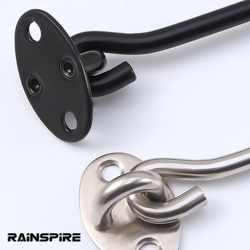 Rainspire (2 Pack) 4 Inch Privacy Hook and Eye Latch for Barn Door, Stainless Steel Gate Latch Barn Door Lock Cabin Hooks for Gate Shutters Window Slide Barn Shed Cabinet Bathroom, Black 4 Inch Black