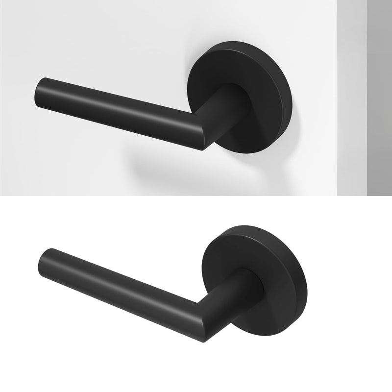 Okun Stark Dummy Door Handle, Matte Black Non-Turning Door Lever 1-Pack – Decorative Reversible Interior Handle for Closet, Pantry, Hallway & French Doors, Sleek Modern Design