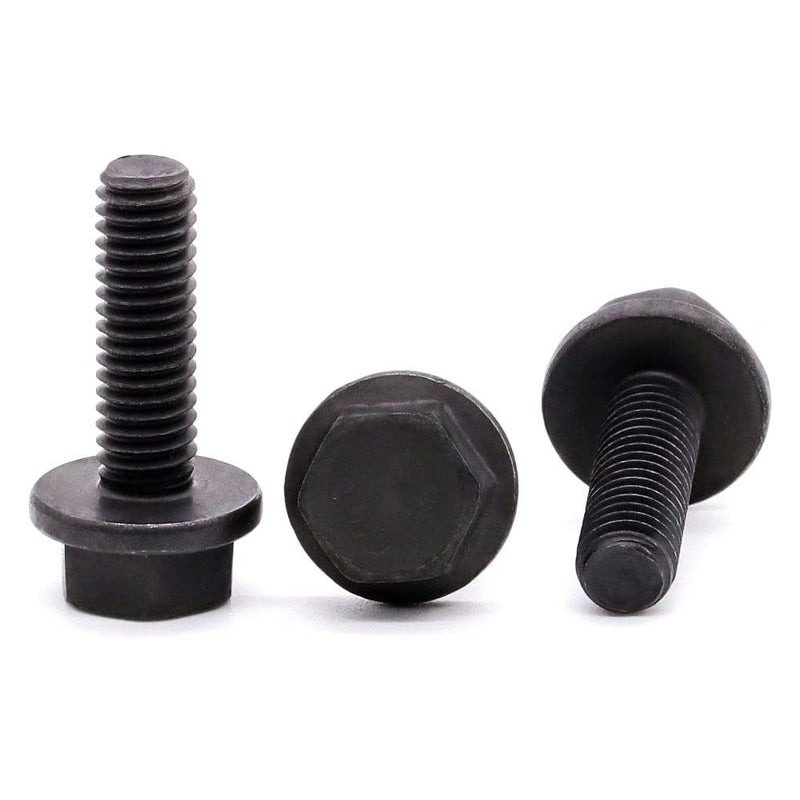 Glvaner M10-1.5 x 30mm (10 pcs) Alloy Steel Flanged Washer Head Hex Bolts, Extra-Large Washer Head, 10.9 Grade Black Oxide Finish GB5789 Full Thread