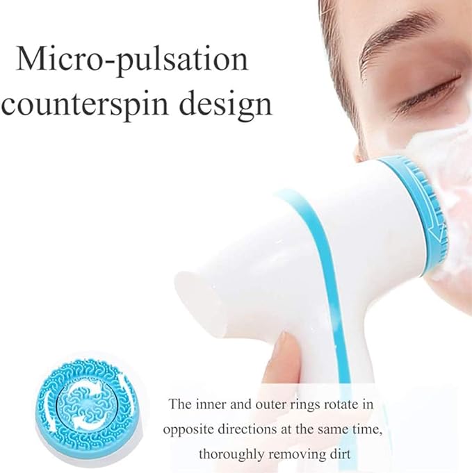 Pichidr-JP Electric Facial Cleansing Brush, Foam Facial Cleansing Body Brush, Facial Cleansing, Makeup Remover Brush, Pore Brush, Acne Facial Cleansing, Rechargeable Electric Rotating Facial Cleanser, - NewNest Australia