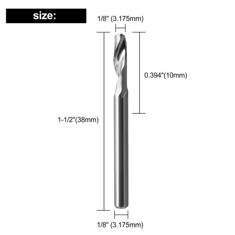 1/8 Single Flute Carbide Up Cut ,End Mill Single Flute Spiral Router Bit Milling Cutter with 1/8 Inch Cutting Diameter Router Bit Set for Aluminum Cutting Pack of 10 (3.175x3.175x10mm) 3.175x3.175x10mm