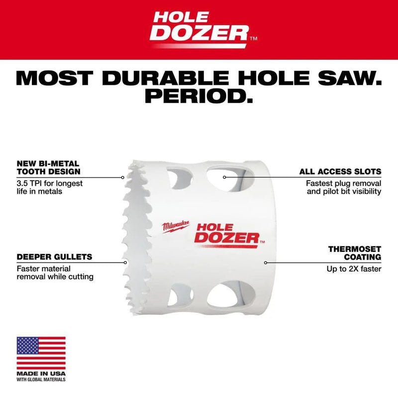 Hole Dozer Hole Saw, Bi-Metal, 2-3/4 in