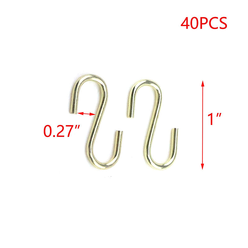 T Tulead S Shaped Hooks Iron Hanging Hooks Light Duty Hanger Hooks 2x27mm Decorative Mini Hooks Pack of 40 for Hanging Jewelry,Purse,Key