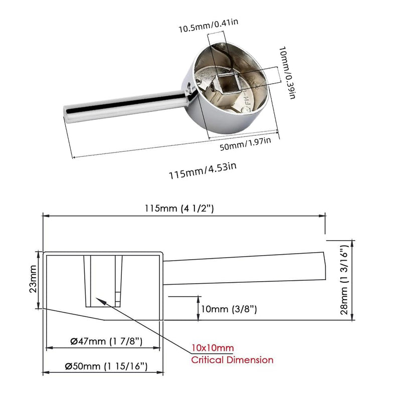 Single Faucet Handle Compatible with 40mm Tap Cartridge (Cartridge Stem 10 * 10mm) Faucet Replacement Handles Lever for Kitchen Basin Bathroom, Polished Chrome Finish Silver Handle1