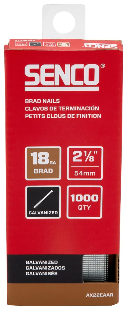 SENCO AX22EAAR 2-1/8" 18 Gauge Brad Nails, Galvanized Finish 1,000 Count Pack