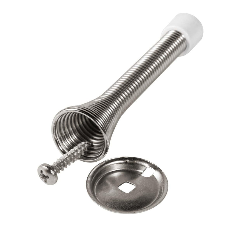 12 Pack Spring Door Stops 3 1/4" Flexible Heavy Duty Spring Door Stopper with RustProof Screw Rubber Bumper Tips (Satin Nickel) Satin Nickel 12 Pack
