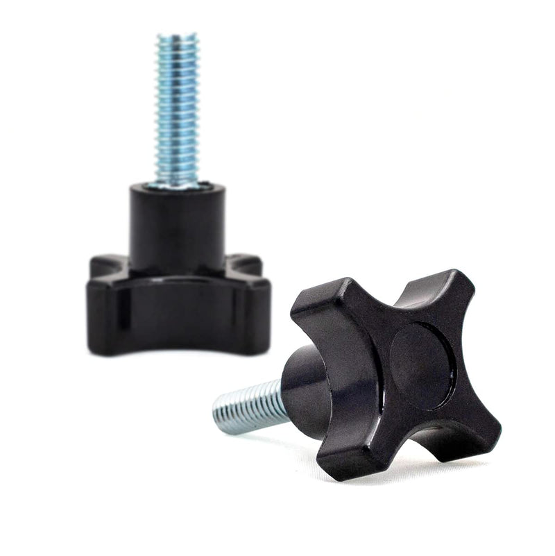 POWERTEC QNB3008-P2 4-Point Stud Knobs, 1/4"-20 Threaded Thumb Screw Star Knob with 1" Stud, 10 PK