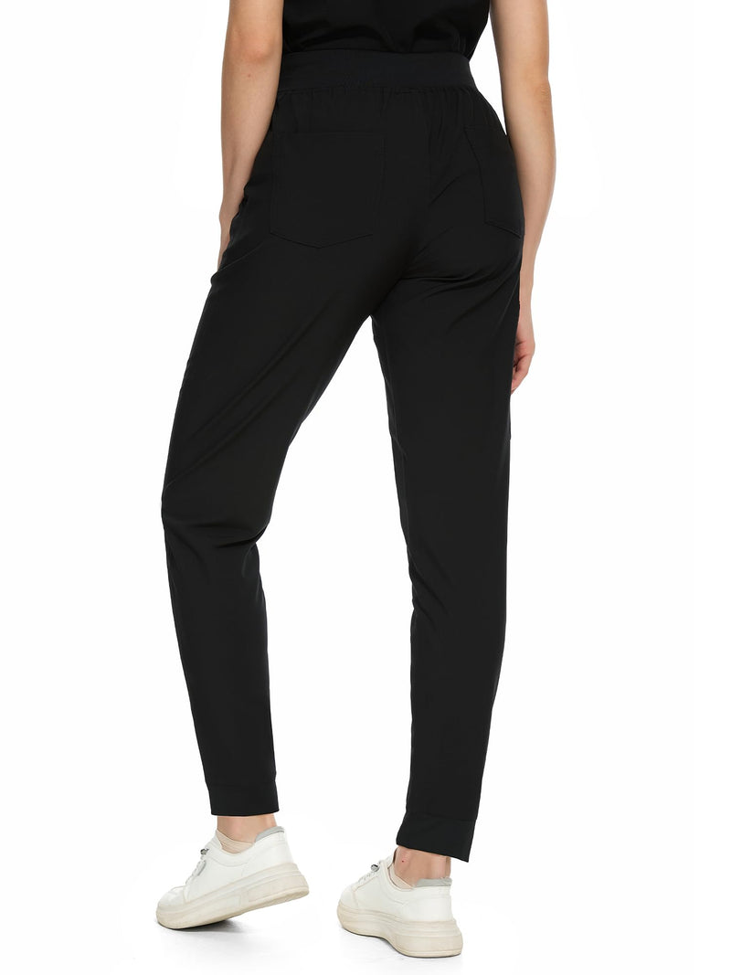 COZYFIT Medical Scrub Pants for Women - Soft Stretch,Drawstring Jogger Pants with 5 Pockets Black Medium