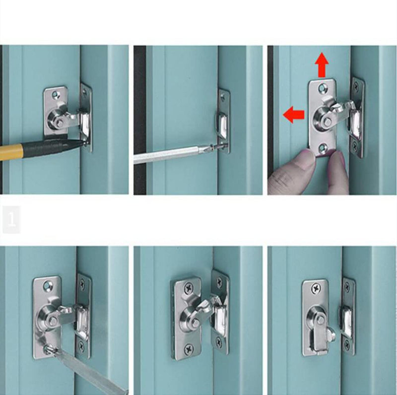 90 Degree Right Angle Door Lock Bolt Lock cam Lock Door and Window Sliding Lock Lever Bolt Storage Sliding Door Lock Pocket Special Door Lock (Silver)