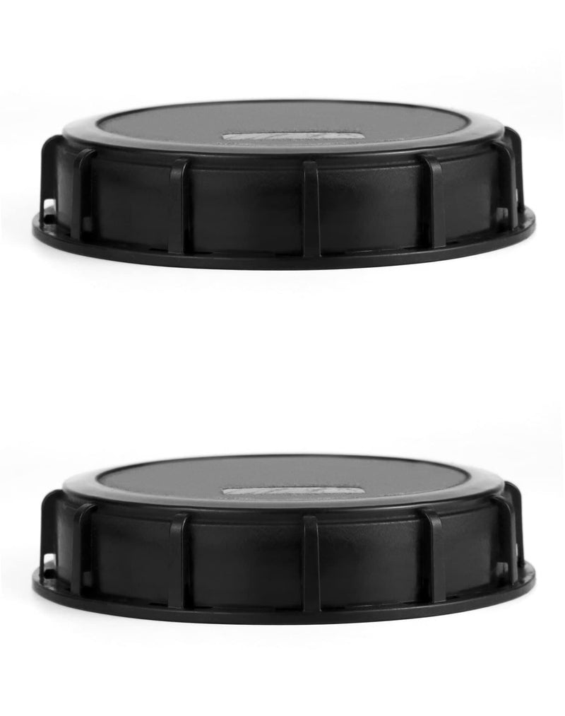 QWORK 6" Solid Cap W/Gasket for IBC Tote, IBC Tote Water Tank Cover, 2 Pack Leak-Proof Design Plastic IBC Tank Adapter Storage Cap for Chemical Food and Industrial Storage, Black