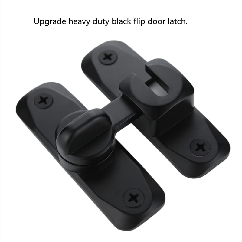 Flip Door Latch Black 180 Degree Heavy Duty Bar Gate Latches Safety Door Lock, Bold Thickened Anti-Rust Update Design (90-180Filp Door Latch)