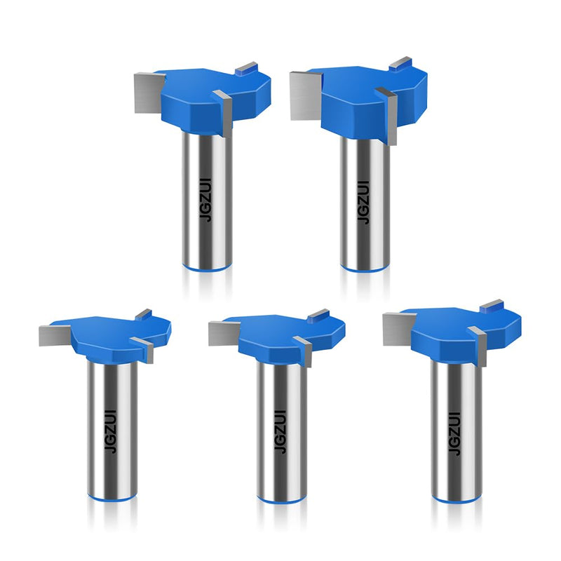 5Pcs Three-Blade Slot Cutter Router Bit, ''T'' Type Slotting Bit , Slot Router Bit Set,1/2" Shank,Cutting Height 13/64", 15/64", 5/16", 25/64", 15/32", Slotting Knife for Woodworking 1/2inch Shank 5 Bits Set