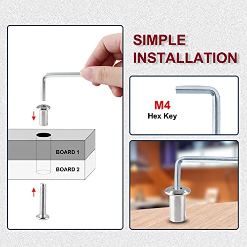10 Pair(20 Piece) M6x35mm Hex Drive Socket Cap Bolt with Allen Wrench, Silver Furniture Connector Bolts M6 Countersunk Screw Barrel Nuts Binding Screws for Crib Replacement Belt Cabinet