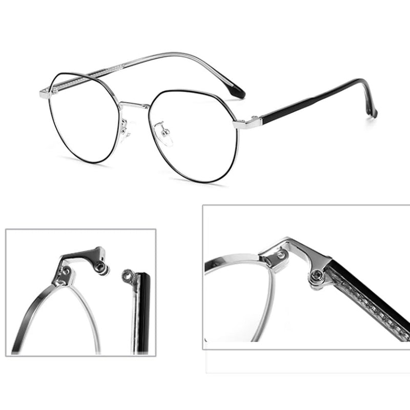 1 Pair Metal Glasses Replacement Arms Glasses Replacement Temple Black Eyeglasses Arms Legs, Screws, Screw Washers and 3-in-1 Screwdriver Convex Teeth Single Teeth Black Metal Frame Arms