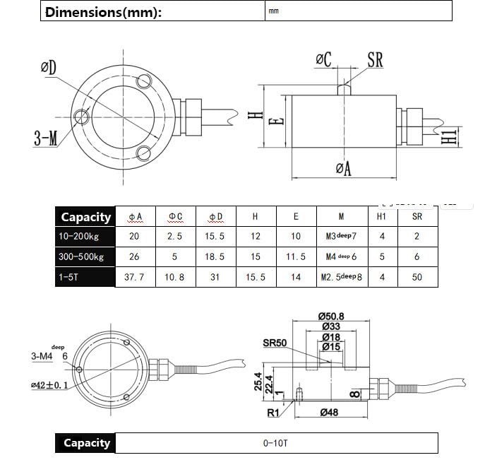 DYHW-116 Mini Button Load Cell 5KG Compression Force Sensor Small Space Microsensor