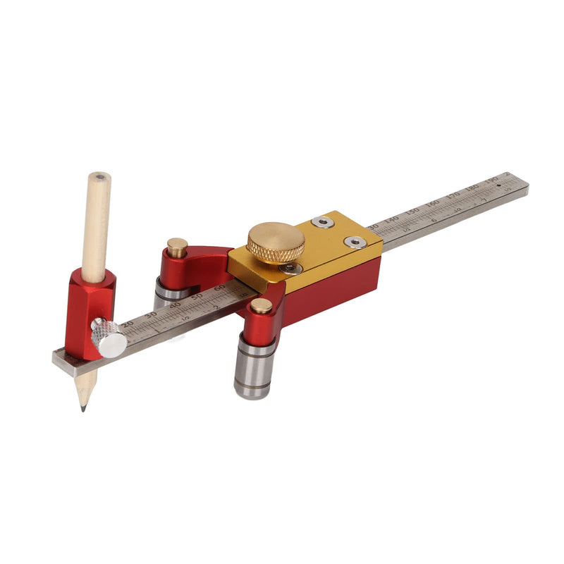 Hyuduo 3-in-1 Woodworking Scribe RulerAluminum Alloy Layout Tool with Metric/Imperial Scale for Straight Line, Parallel Line Arc Line Marking
