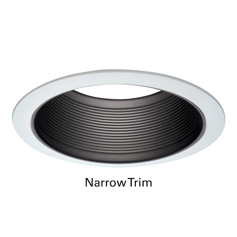 HALO 6100BB 6" White Tapered Metal Baffle Recessed Trim with 2 White Rings, Narrow and Wide, Black 1 Count (Pack of 1)
