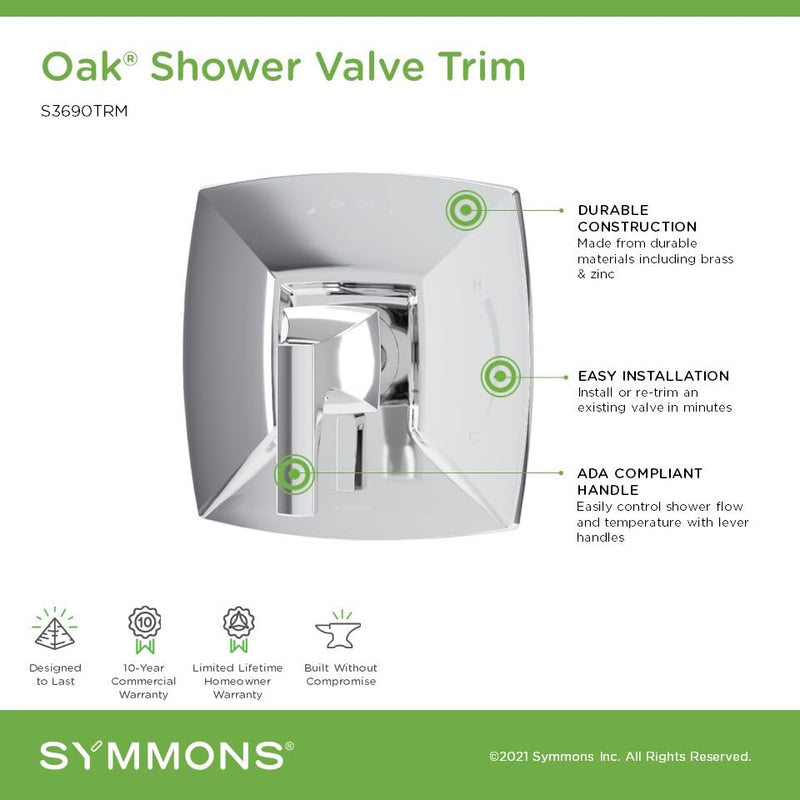 Symmons Oak Shower Valve Trim, Polished Chrome