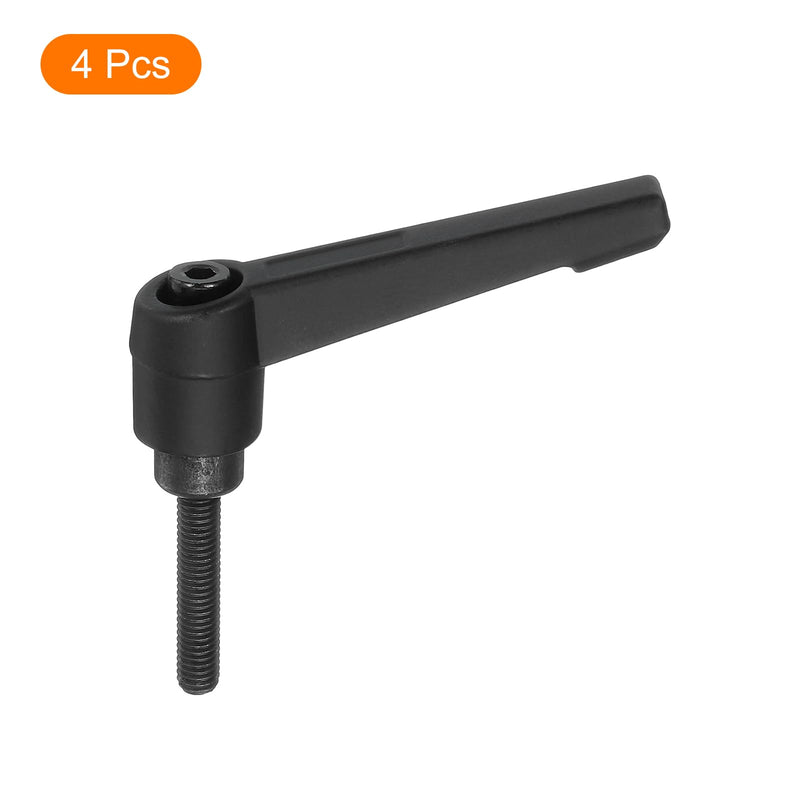 uxcell 4Pcs M5 x 25mm Adjustable Knobs Handle Male Thread Push Button Ratchet Quick Release Locking Rotating Bolt for Lathe Machinery, Black