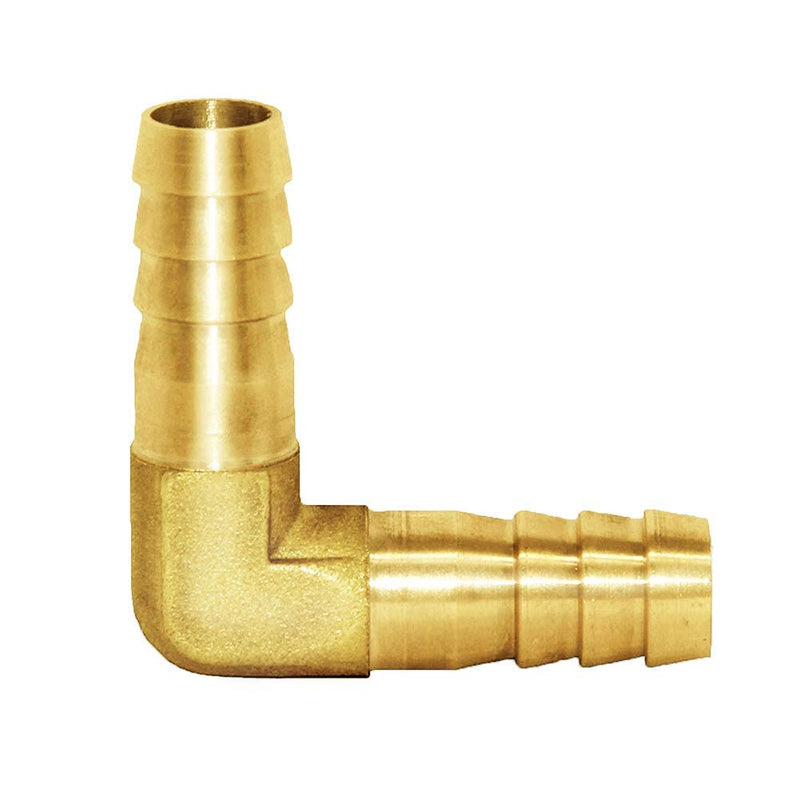 Joywayus 5Pcs 1/4" Hose ID/Hose Barb 90 Degree L Right Angle Elbow Union Brass Fitting Water/Fuel/Air 5