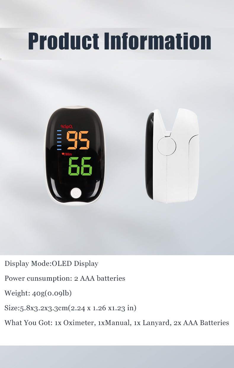 Oxygen Monitor Fingertip, Joxozp Pulse Oximeter Oxygen Saturation Monitor Checking SpO2 Level/Heart Rate/PI for Adults at Home Outdoor Sport Use
