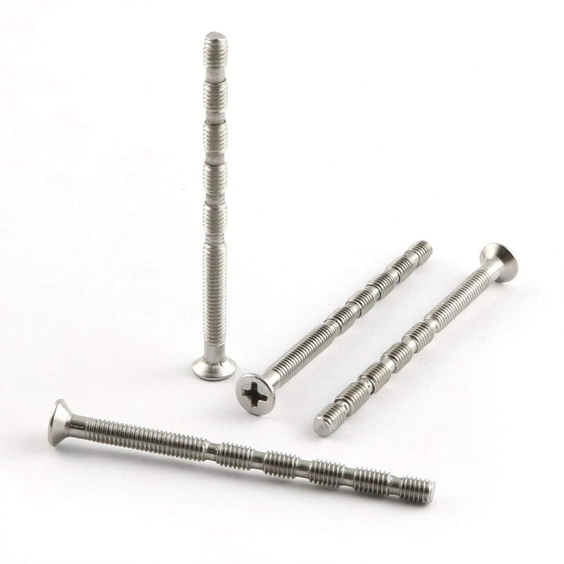 4pcs Door Handle Hardware Lever Handle Screws Connecting Bolts Sleeves Phillips Drive Flat Countersunk Head Fixing Cutting Slot Articulated Screw M4x50mm M4x50 Screw + M4x16 Sleeves